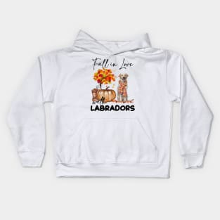 Fall In Love With Yellow Labradors Fall Pumpkin Thanksgiving Kids Hoodie